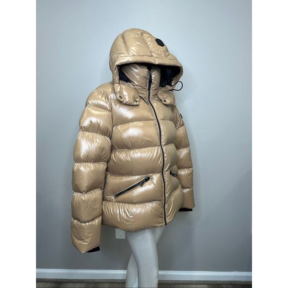 MADALYN lustrous light down jacket with hood for ladies in Camel Size XL $950 - Picture 10 of 12